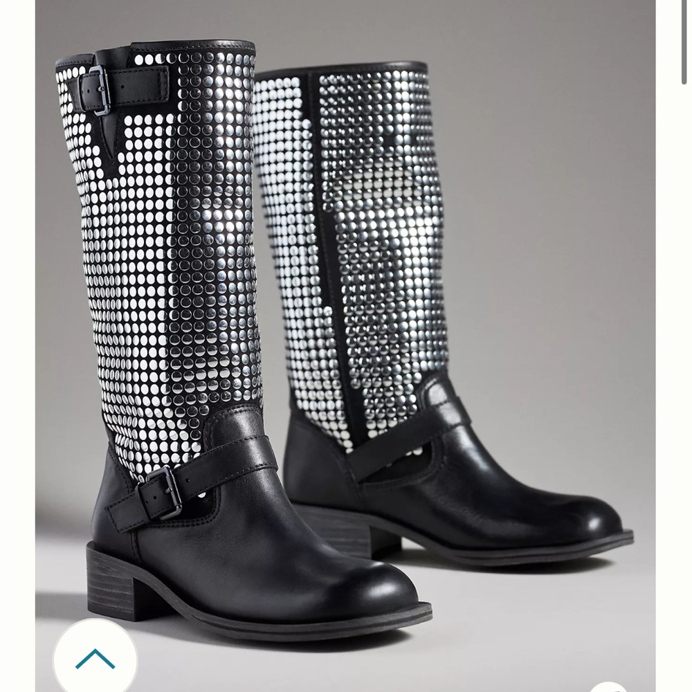 Anthropologie Vicenza Studded Moto Boots New in Box Size 7 - Picture 2 of 13